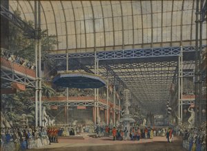 De "Imágenes Comprensivas de la Gran Exposición de 1851" de Dickinson, publicada en 1854 La Inauguración, 1 de mayo de 1851 de Joseph Nash