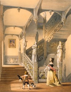 Gran escalera isabelina, Aldermaston, Berkshire de Joseph Nash