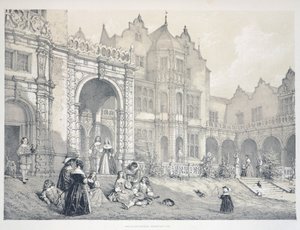 Holland House en Kensington, Londres, Ilustración de The Mansion in England in the Olden Time, por Joseph Nash de Joseph Nash