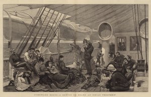De vuelta a casa, un boceto a bordo de un barco de tropas indio