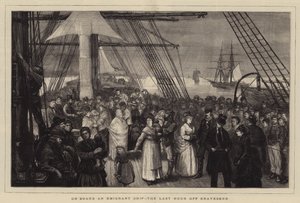 A bordo de un barco de emigrantes, la última hora frente a Gravesend de Joseph Nash