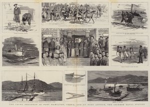 El escuadrón chino en Port Hamilton, Corea, y en Port Arthur, la estación naval china
