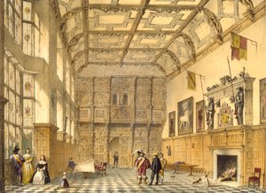 El Gran Salón, Hatfield, Berkshire, 1600, ilustración de 