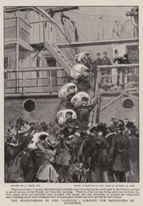 El regreso del Pavonia, desembarcando a los pasajeros en Liverpool de Joseph Nash