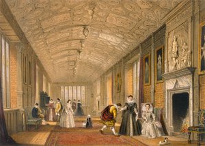 La Galería Larga en Lanhydrock, Cornwall, 1600, de Arquitectura de la Edad Media, publicado en 1838 de Joseph Nash