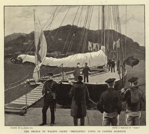El yate Britannia del Príncipe de Gales en el puerto de Cannes de Joseph Nash