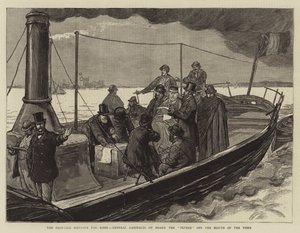 El puerto propuesto para Roma, General Garibaldi a bordo del Tevere en la desembocadura del Tíber de Joseph Nash