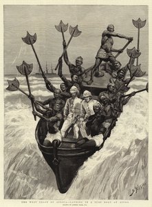 La costa oeste de África, desembarco en un bote de surf en Accra