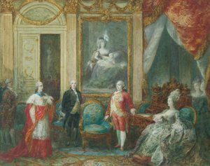 Luis XVI y su esposa María Antonieta recibiendo a un cardenal de Joseph Navlet