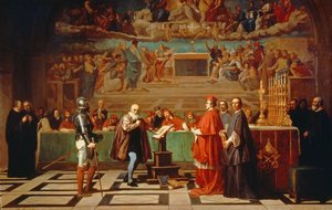 Galileo Galilei (1564-1642) ante Miembros del Santo Oficio en el Vaticano en 1633, 1847