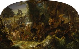 El asalto de las hadas: Llevarse a un Changeling - Midsummer Eve de Joseph Noel Paton