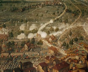 Guerra de Sucesión española : tropas imperiales al mando del príncipe Eugenio de Saboya derrotan a las tropas francesas en la batalla de Malplaquet ... de Joseph Parrocel