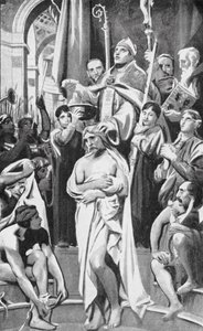 Bautismo de Clodoveo (litografía) de Joseph Paul (after) Blanc