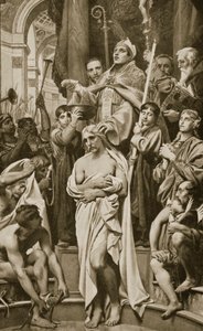 El bautismo de Clodoveo, Reims, 496 d.C., ilustración de 