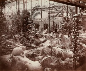 El Palacio de Cristal en Londres: la sección tropical, c.1870 (foto en blanco y negro) de Joseph Paxton