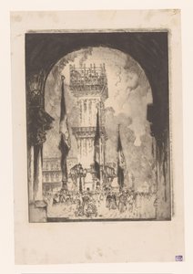Campanario de Venecia en construcción Reconstrucción del Campanile, No. yo de Joseph Pennell (signed by artist)