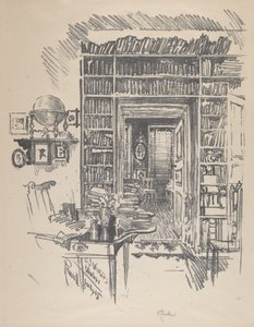 Sala de libros en la casa del Dr. Wister de Joseph Pennell