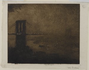 Puente de Brooklyn de noche, 1922 de Joseph Pennell