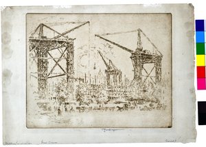 Building Kensington Great Cranes, c.1905 (aguafuerte sobre papel) de Joseph Pennell