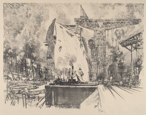 Construcción del Bismarck, Hamburgo, 1914 de Joseph Pennell