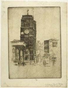 Torre de la iglesia de Chelsea de Joseph Pennell