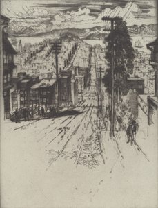 Bajando y subiendo las colinas hacia la bahía, San Francisco, 1912 de Joseph Pennell