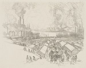 Trabajo de guerra inglés: Las cinco en punto de Joseph Pennell