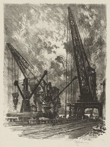 Trabajo de guerra inglés: Llevando el gran cañón de Joseph Pennell