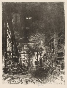 Trabajo de guerra inglés: dentro de los hornos de Joseph Pennell