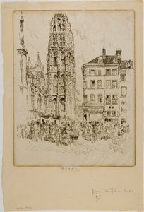 Mercado de flores y Torre de la Mantequilla, Ruan de Joseph Pennell