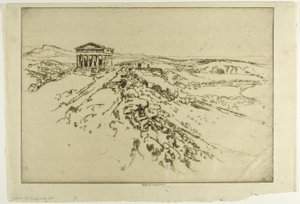Girgenti, el templo en la muralla de Joseph Pennell
