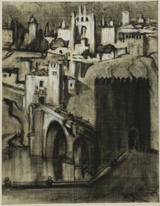 Son carriles de palacios adosados alrededor de la ladera, Toledo de Joseph Pennell