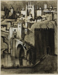 Son carriles de palacios adosados alrededor de la ladera, Toledo de Joseph Pennell