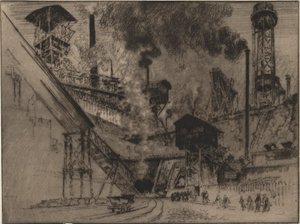 Boca de la mina, Ruhrort Cerca de Oberhausen de Joseph Pennell
