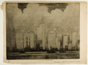 N.Y. desde 23rd St. Ferry-In the Mist of a Morning de Joseph Pennell