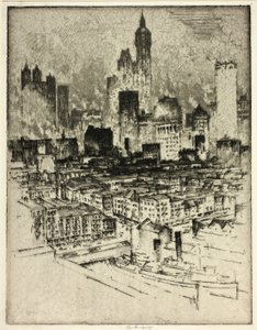 Nueva York, desde el Puente de Brooklyn de Joseph Pennell