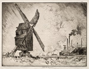 Molinos Viejos y Nuevos, Valenciennes, Francia de Joseph Pennell