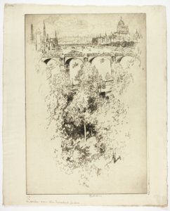 Sobre el Puente de Waterloo, Iglesia y Trabajo de Joseph Pennell