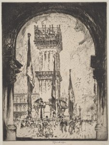 Reconstrucción del Campanile, Venecia, n.º I de Joseph Pennell