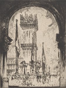 Reconstrucción del Campanile, Venecia, No. I, 1911 de Joseph Pennell
