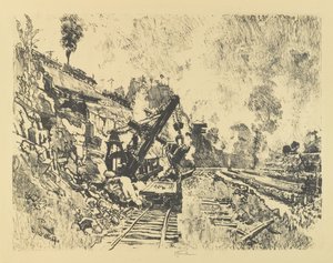 Excavadora en el corte de Bas Obispo de Joseph Pennell