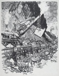 Excavadora de Vapor en el Corte de Bas Obispo de Joseph Pennell