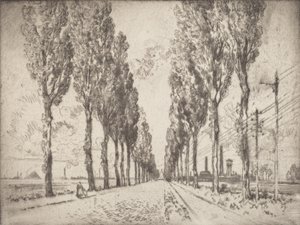 La avenida, Valenciennes, 1910 de Joseph Pennell