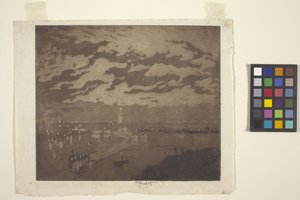 La bahía, Nueva York (aguatinta) de Joseph Pennell