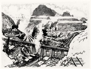 El corte en Paraíso, lámina XVI de El Canal de Panamá por Joseph Pennell, 1912 de Joseph Pennell