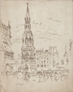 La cruz de Elinor, frente a la estación de tren de Charing Cross de Joseph Pennell