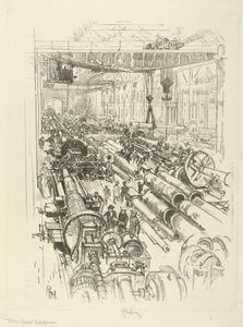 La serie de la guerra inglesa: W.441. La tienda de armas, 1916 de Joseph Pennell