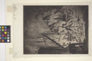 Los cimientos de la catedral (aguafuerte y punta seca) de Joseph Pennell