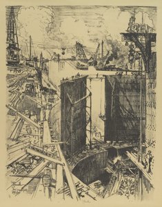 La Puerta de Guardia, Esclusa de Gatún, 1912 de Joseph Pennell