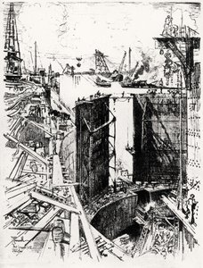 La puerta de guardia en Gatun, lámina V de El Canal de Panamá por Joseph Pennell, 1912 de Joseph Pennell